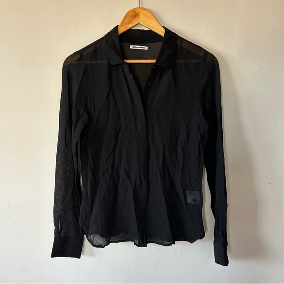 Reformation Violet Button Down Top in Black Size XS NWOT - Picture 2 of 5